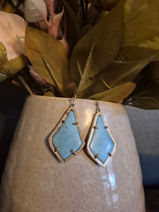 Kendra Scott Jewelry - Kendra Scott Turquoise Teardrop Frame Earrings - Blue Stone Drop Earrings